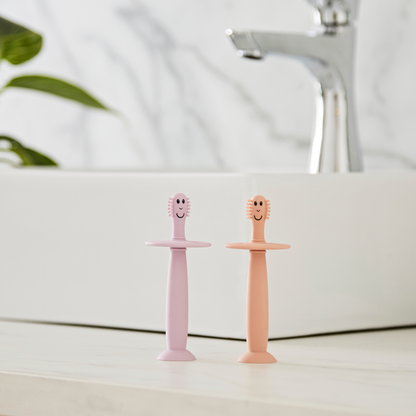 Matchstick Monkey Training Toothbrush with Stopper - Dusty Pink and Lilac