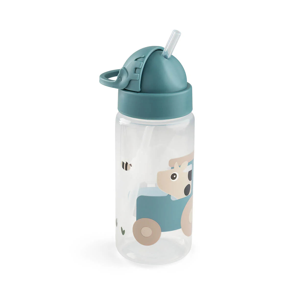 Done By Deer Straw Bottle - Tiny Farm - Blue - 350 ml
