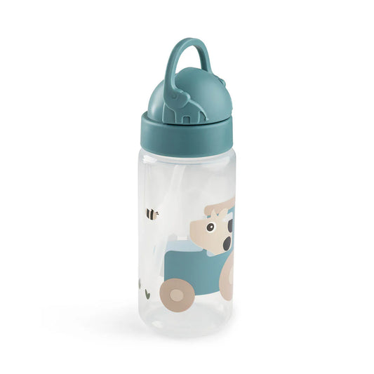 Done By Deer Straw Bottle - Tiny Farm - Blue - 350 ml