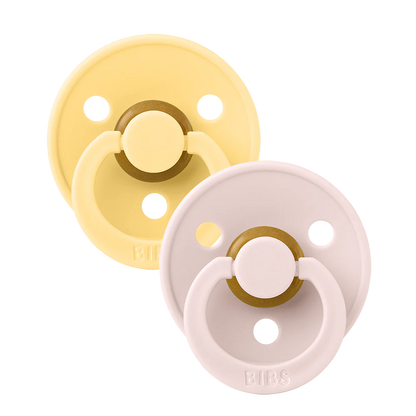 BIBS Colour Pacifier 2 Pack Latex - Pale Butter/Petal
