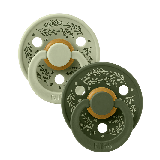 BIBS Colour Holiday Leaf Dummies 2 Pack - Sage/Hunter Green