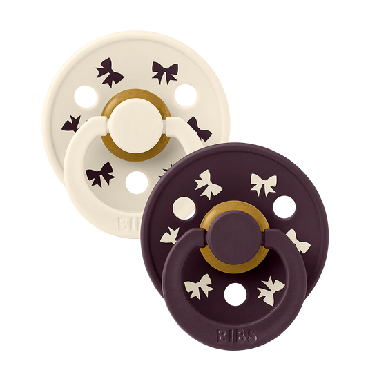 BIBS Colour Holiday Bow Dummies 2 Pack - Ivory/Plum