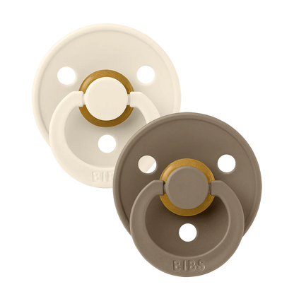 BIBS Colour 2 Pack Dummies - Ivory & Dark Oak