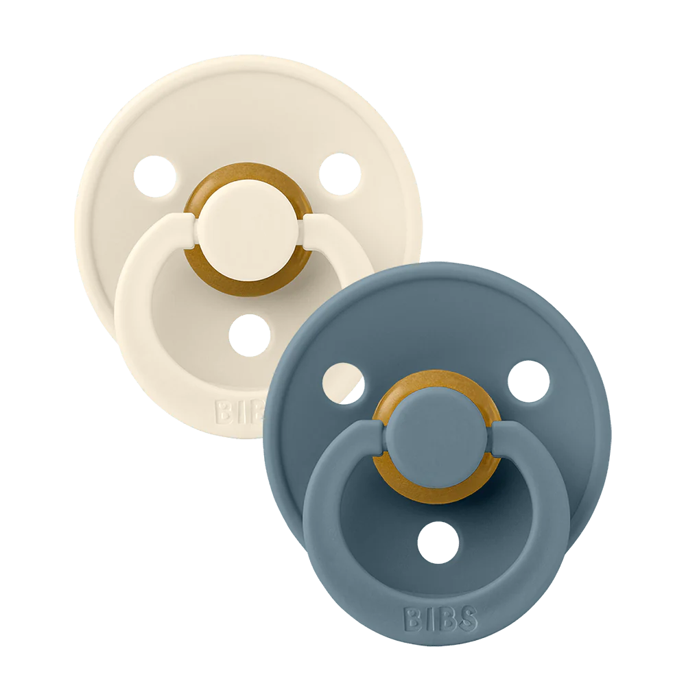 BIBS Colour Pacifier 2 Pack Latex - Ivory/Petrol