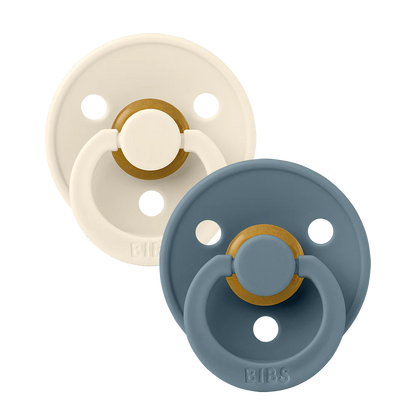 BIBS Colour Pacifier 2 Pack Latex - Ivory/Petrol