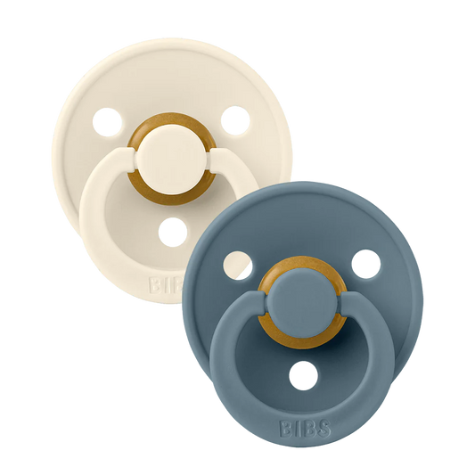 BIBS Colour Pacifier 2 Pack Latex - Ivory/Petrol