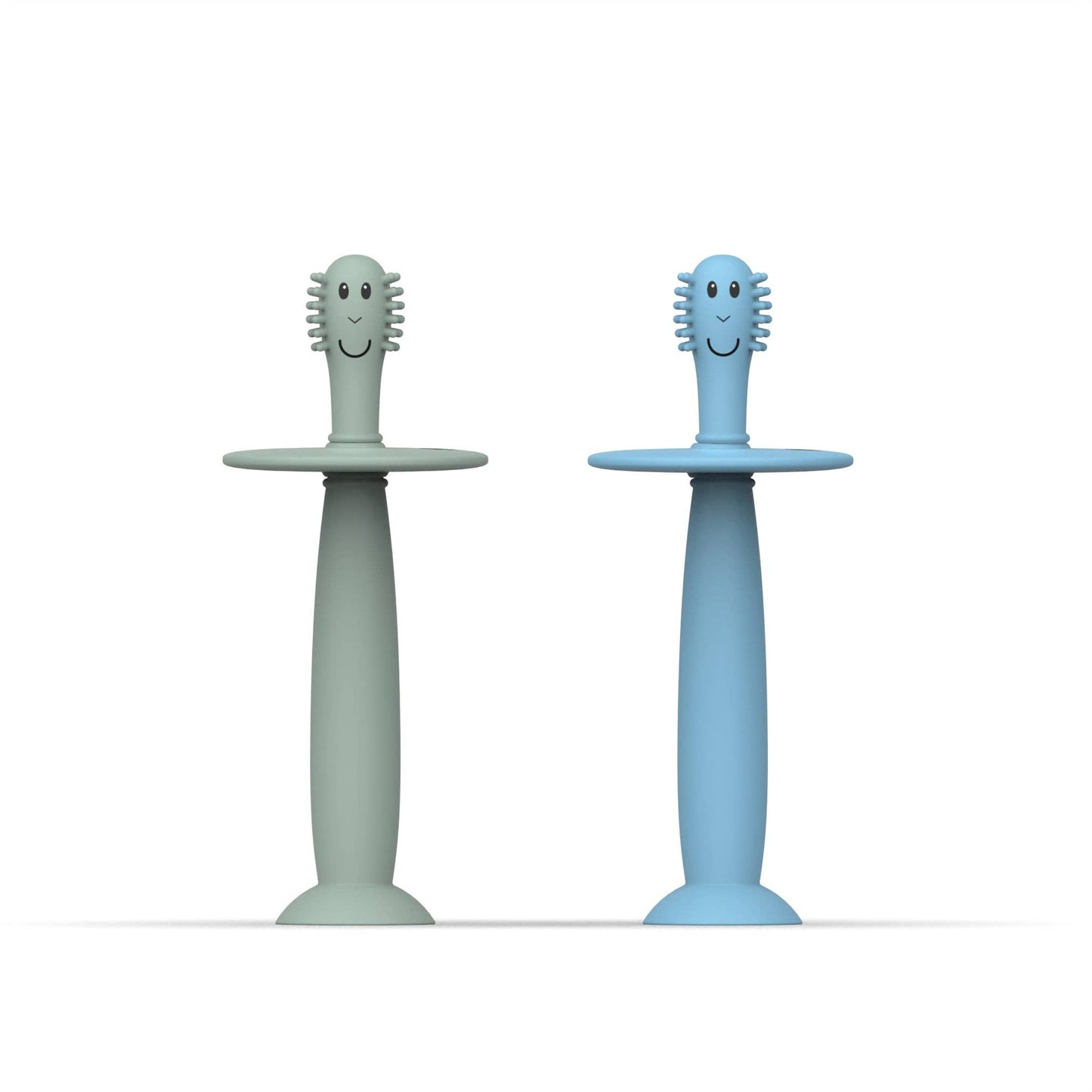 Matchstick Monkey Training Toothbrush with Stopper - Mint Green and Light Blue