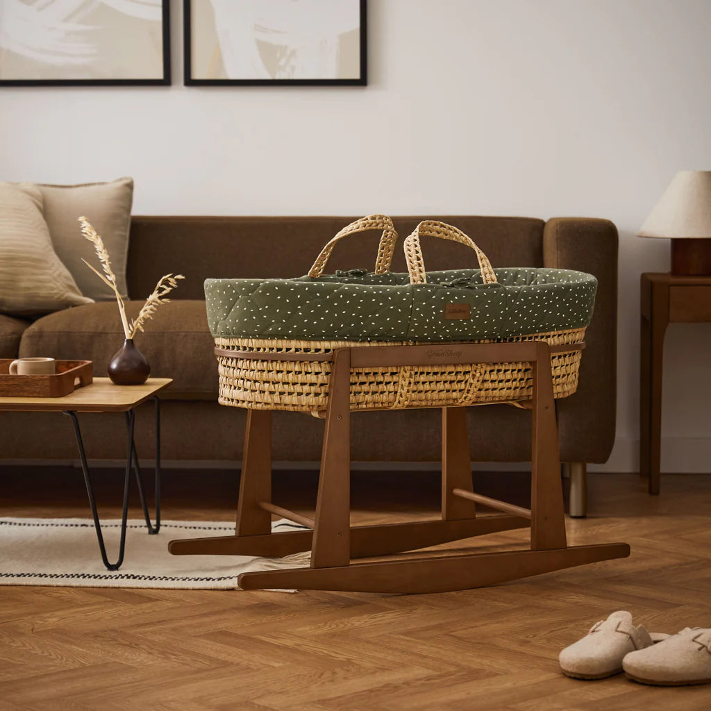 The Little Green Sheep Natural Quilted Rice Moses Basket & Mattress image 3