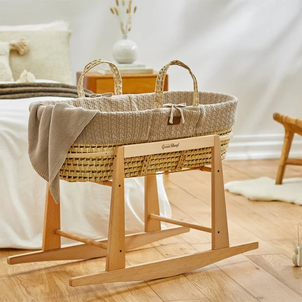 The Little Green Sheep Organic Knitted Moses Basket & Mattress