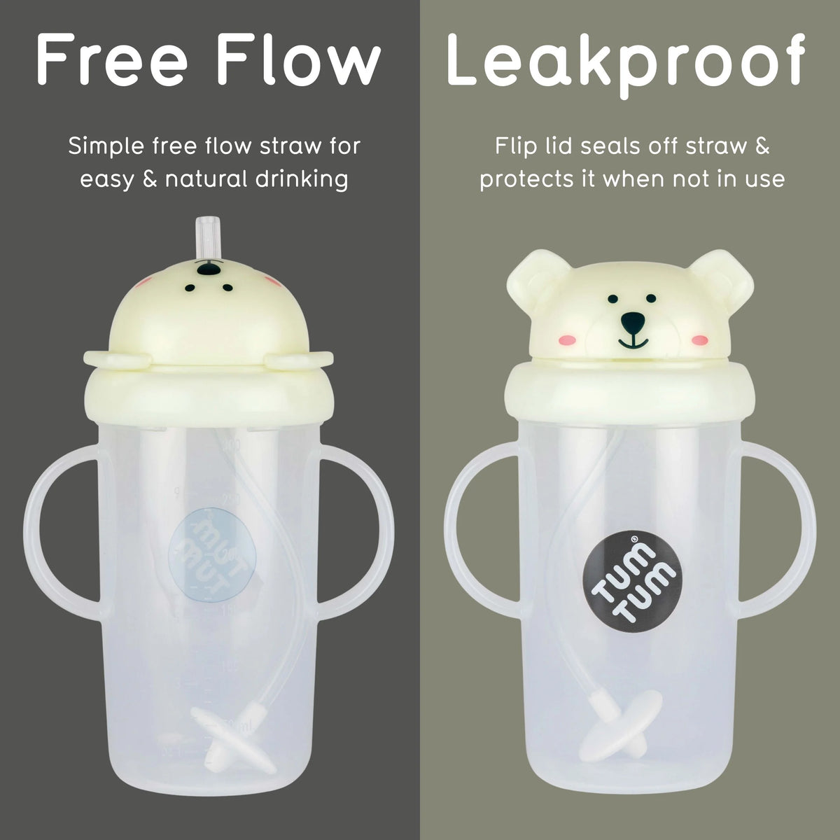 Tum Tum Large Tippy Up Cup - Pete Polar Bear 300ml - Glow In The Dark