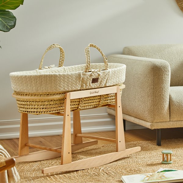 The Little Green Sheep Organic Knitted Moses Basket & Mattress