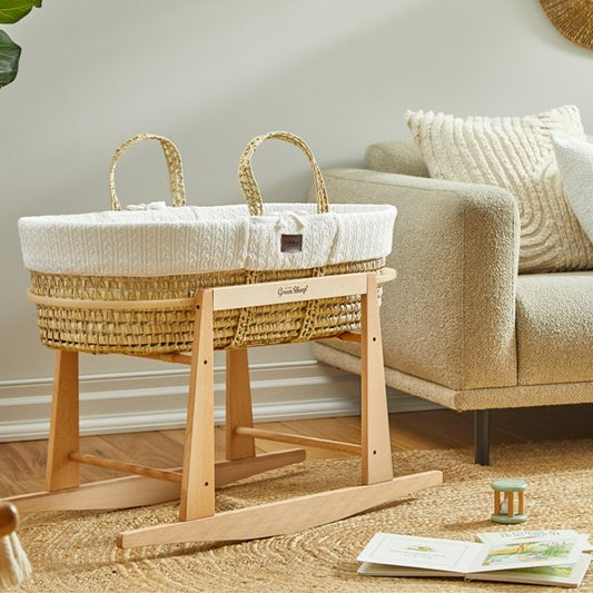 The Little Green Sheep Organic Knitted Moses Basket & Mattress