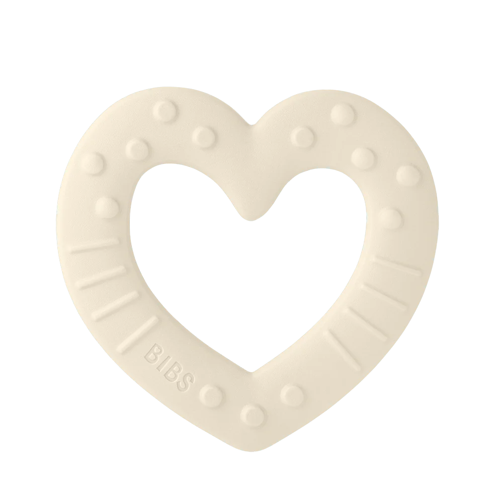 BIBS Baby Bitie Heart Teether Ring - White