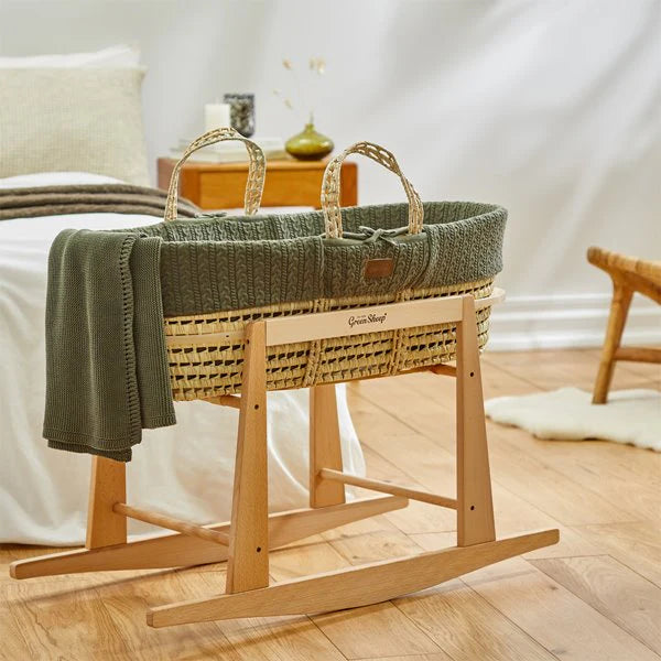 The Little Green Sheep Organic Knitted Moses Basket & Mattress