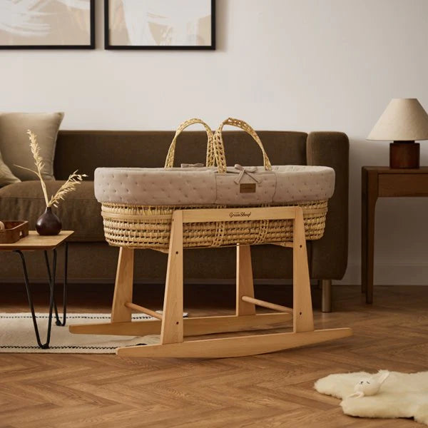 The Little Green Sheep Organic Dimple Moses Basket & Mattress