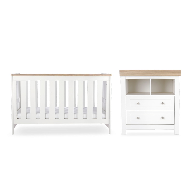 CuddleCo Burford 2 Piece Nursery Furniture Set - White & Oak