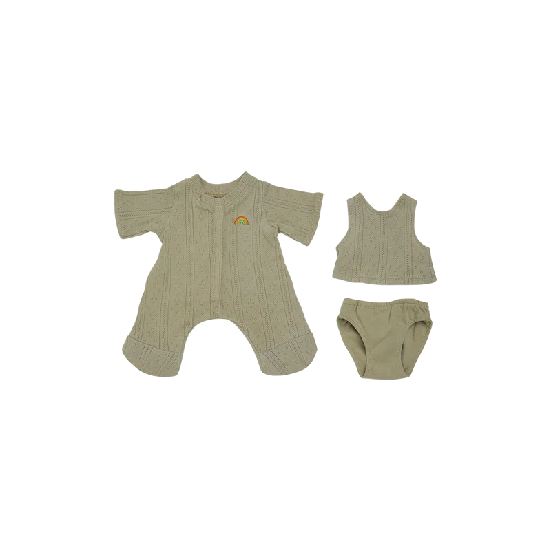 Olli Ella Dinkum Doll Pointelle PJ Set - Sage