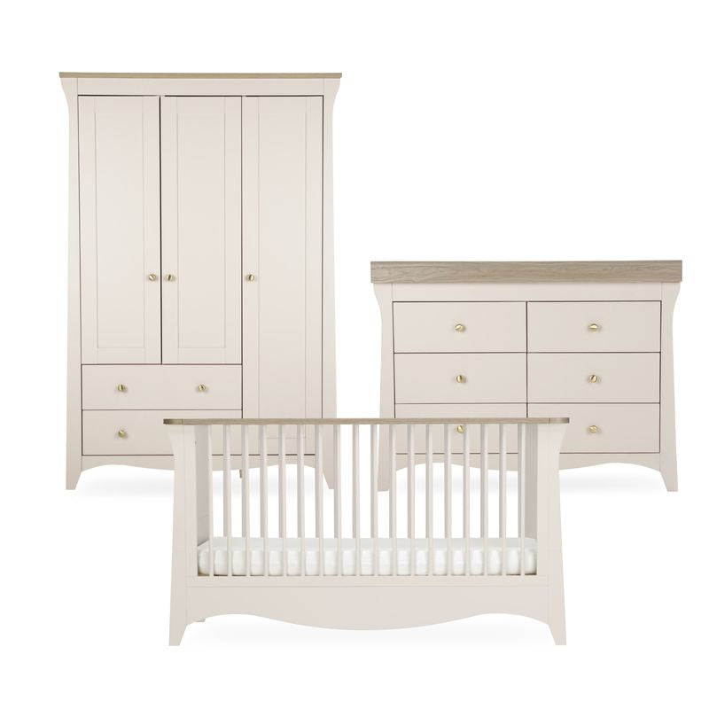 CuddleCo Clara Luxe 3 Piece Nursery Furniture Set - Cashmere & Ash