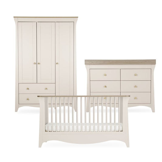 CuddleCo Clara Luxe 3 Piece Nursery Furniture Set - Cashmere & Ash