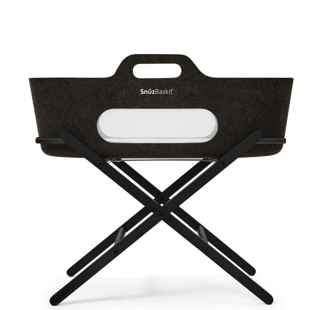 SnuzBaskit Moses Basket and Folding Stand - Graphite/Graphite