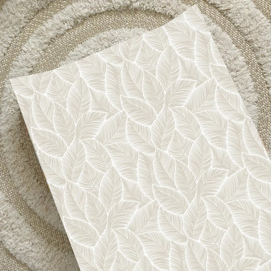 Bobbin and Bumble Anti-Roll Wedge Baby Changing Mat - Beige Leaf Print