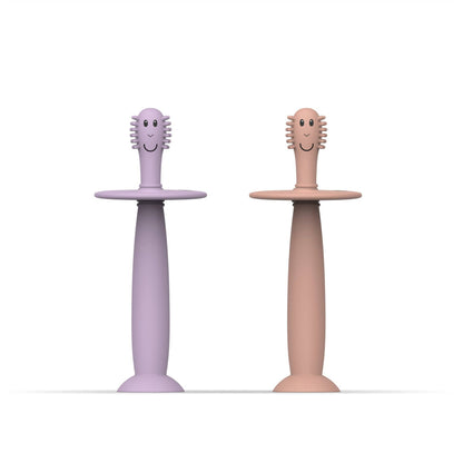 Matchstick Monkey Training Toothbrush with Stopper - Dusty Pink and Lilac