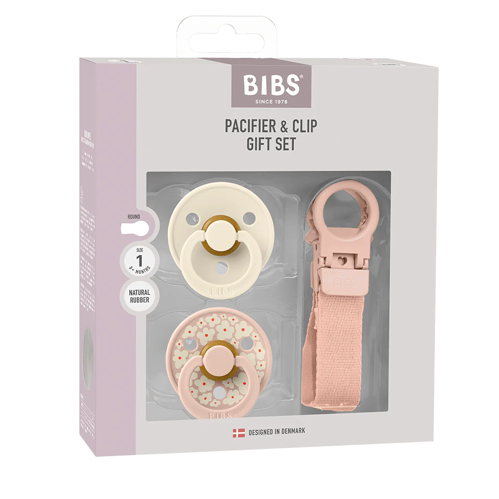 BIBS Colour Dummy & Loop Clip Gift Set - Blush