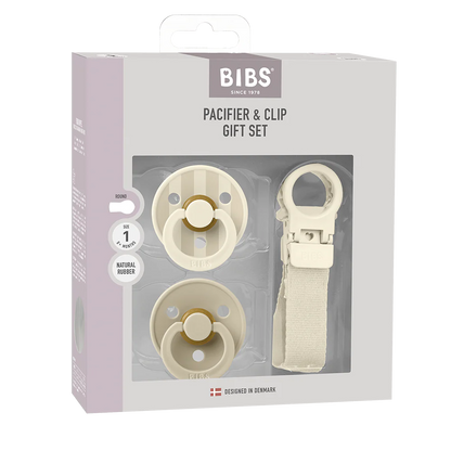 BIBS Colour Dummy & Loop Clip Gift Set - Ivory