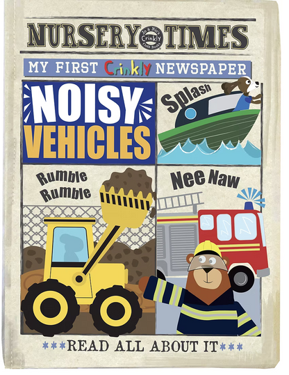 Jo & Nick's Nursery Times Crinkly Newspaper Book - Noisy Vehicles