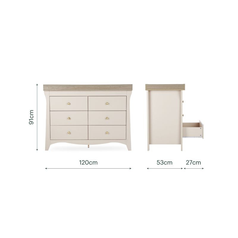 CuddleCo Clara Luxe 3 Piece Nursery Furniture Set - Cashmere & Ash