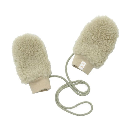 Little Dutch Teddy Mittens - Soft Green 0-3M image 1
