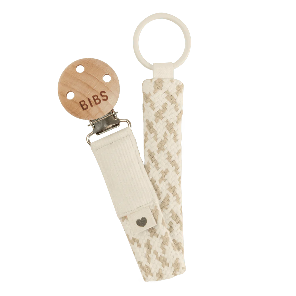 BIBS Braided Pacifier Clip - Ivory/Vanilla