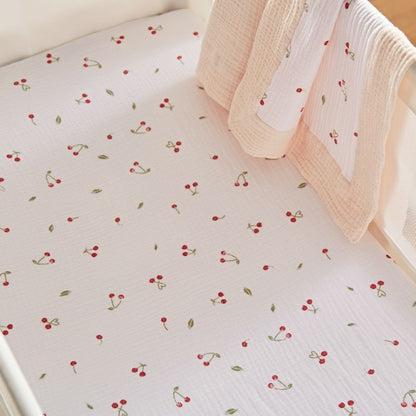 CuddleCo Universal Co-Sleeper Bedside Crib Sheets - Ditsy Cherry