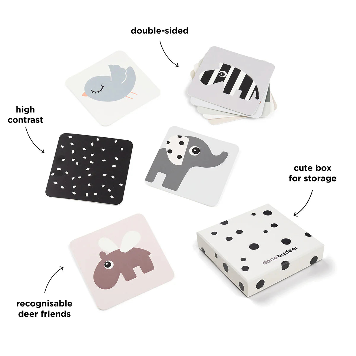 Done By Deer Baby Contrast Cards 10-pack - Elphee - Colour Mix