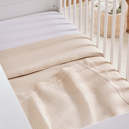 CuddleCo 4 Piece Cot Bed Bedding Set - Cashmere Waffle