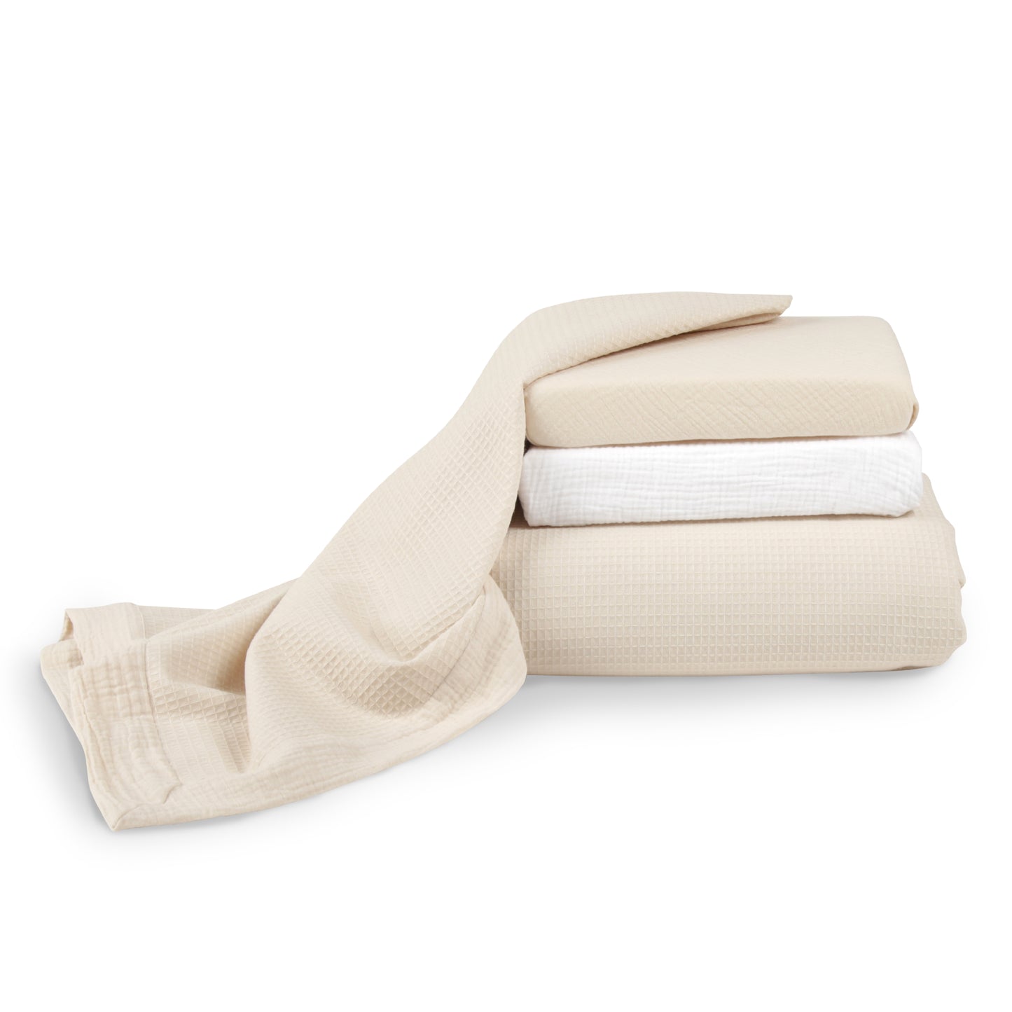 CuddleCo 4 Piece Cot Bed Bedding Set - Cashmere Waffle