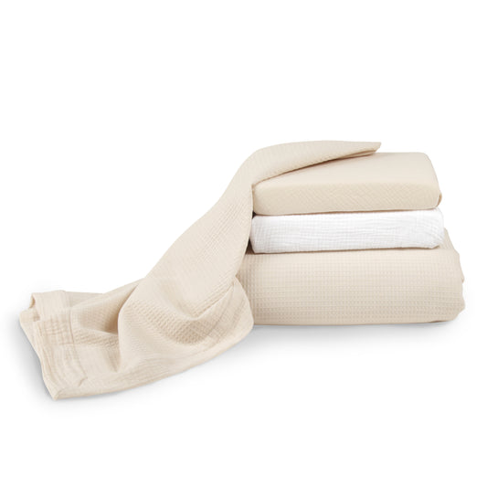 CuddleCo 4 Piece Cot Bed Bedding Set - Cashmere Waffle