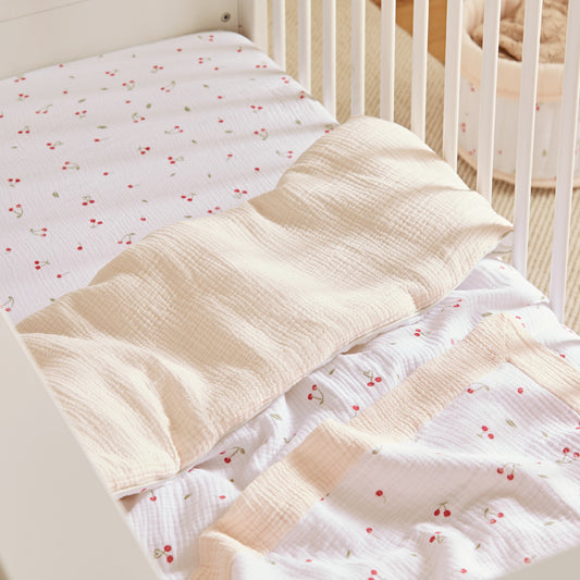 CuddleCo 4 Piece Cot Bed Bedding Set - Ditsy Cherry