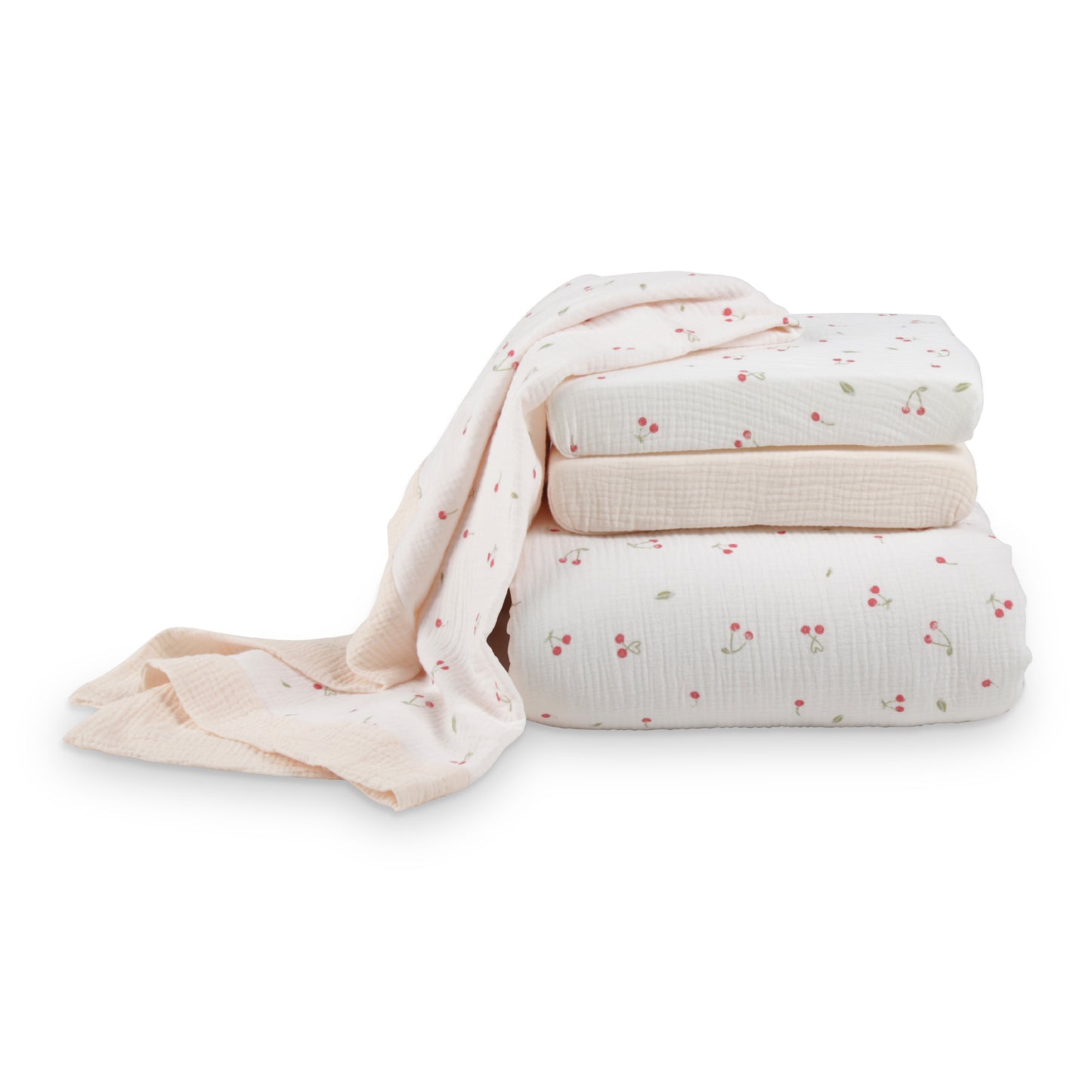 CuddleCo 4 Piece Cot Bed Bedding Set - Ditsy Cherry