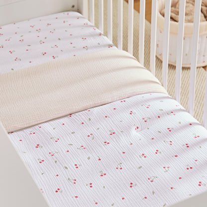 CuddleCo 4 Piece Cot Bed Bedding Set - Ditsy Cherry