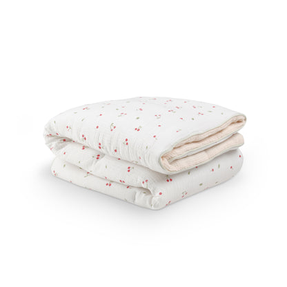 CuddleCo Cot Bed Quilt - Ditsy Cherry