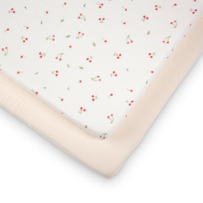 CuddleCo 2 Pack Cot Bed Sheets - Ditsy Cherry
