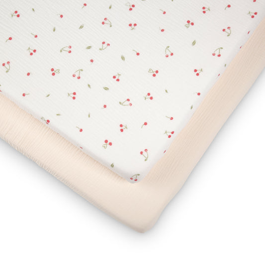 CuddleCo 2 Pack Cot Bed Sheets - Ditsy Cherry