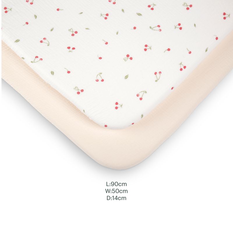 CuddleCo Universal Co-Sleeper Bedside Crib Sheets - Ditsy Cherry