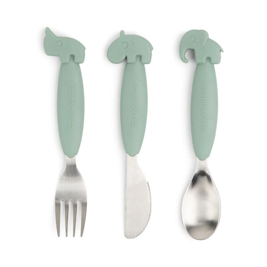 Done By Deer Easy-Grip Cutlery Set - Deer Friends - Green