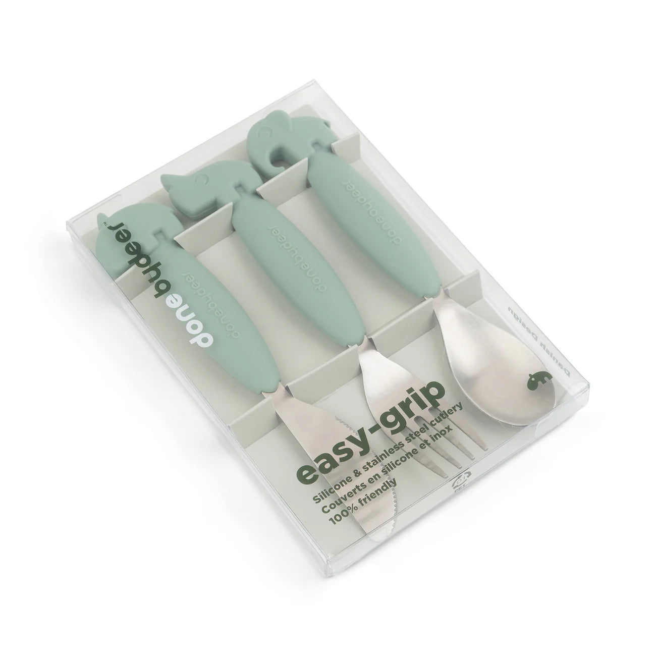 Done By Deer Easy-Grip Cutlery Set - Deer Friends - Green