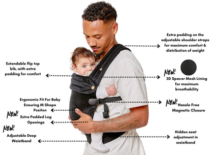 Bizzi Growin Nomad Air Baby Carrier - Panther Black Velvet