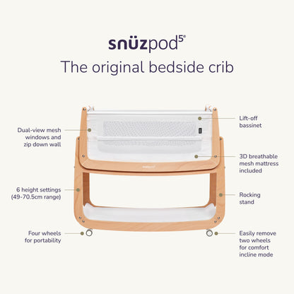 Snüz SnuzPod5 Bedside Crib - Mocha