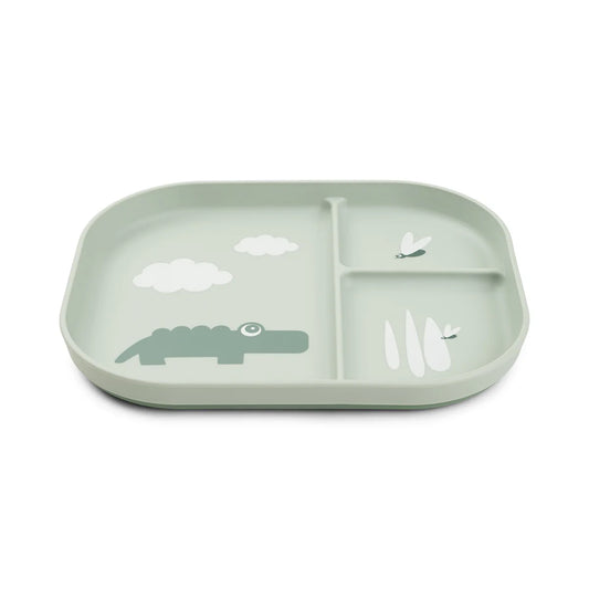 Done By Deer Foodie Compartment Plate - Croco Green