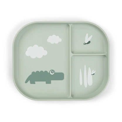 Done By Deer Foodie Compartment Plate - Croco Green
